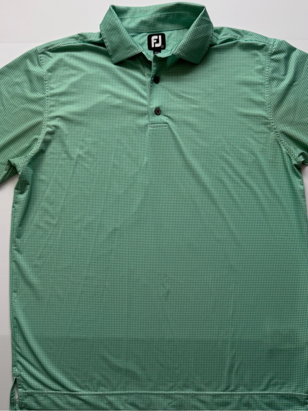 FootJoy Heather Lisle Green Houndstooth Collared Golf Polo, Size Large